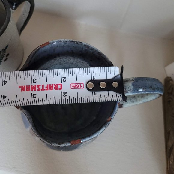 Vintage Blue and White Terracotta Creamer - Signed Studio Pottery - Picture 11 of 12